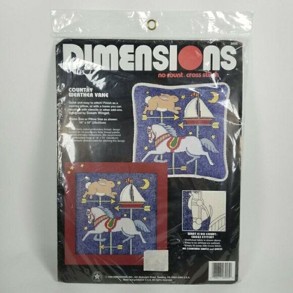 Vtg 1995 Dimensions No Count Cross Stitch "Country Weather Vane" 10"x10" 3995 - Picture 1 of 11